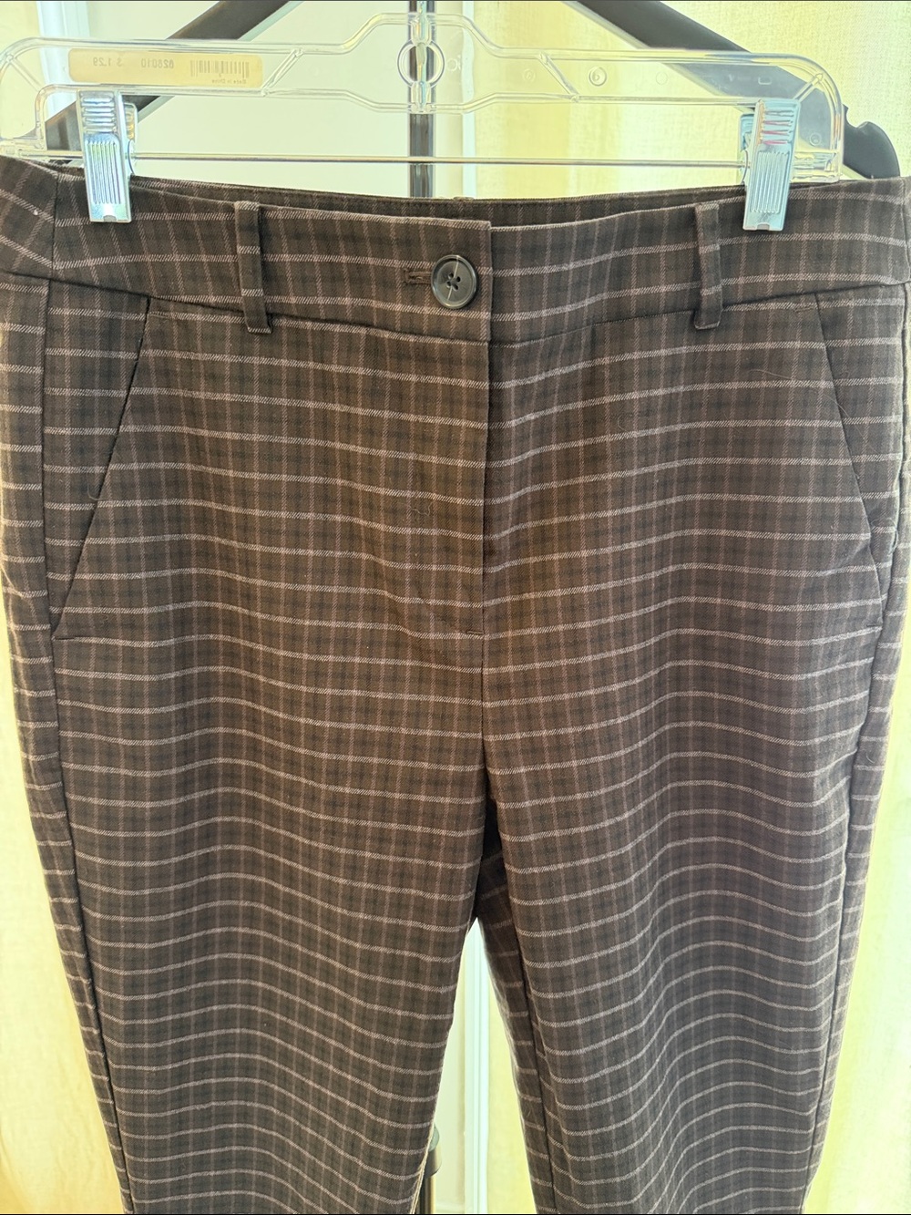 LOFT Brown Plaid Ankle Pants curvy skinny 6